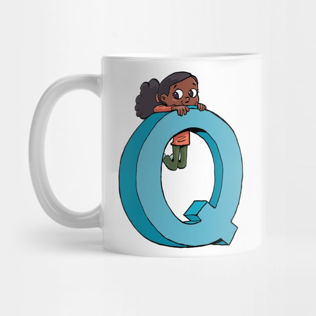 girl hanging on the capital letter Q by duxpavlic